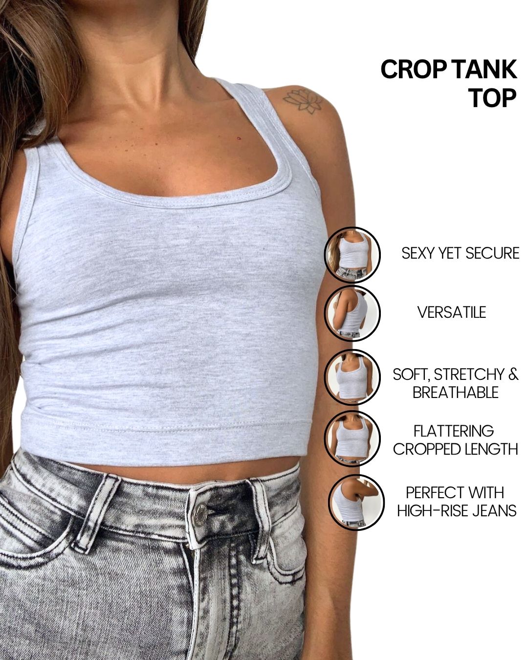 Selene Grey Crop Tank Top