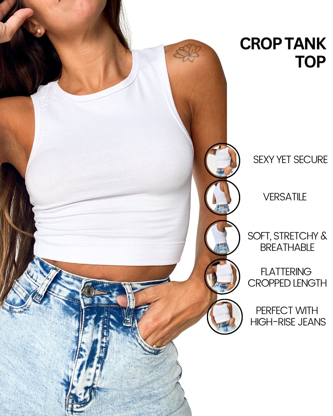 Gaia White Crop Tank Top