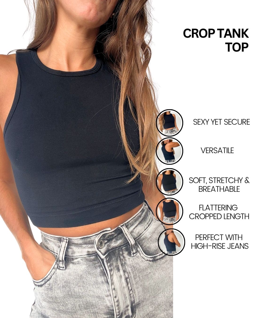 Gaia Black Crop Tank Top