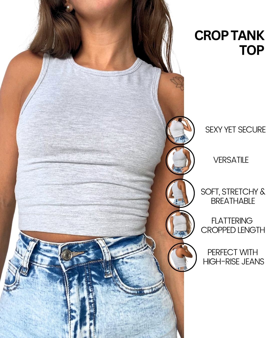 Gaia Grey Crop Tank Top