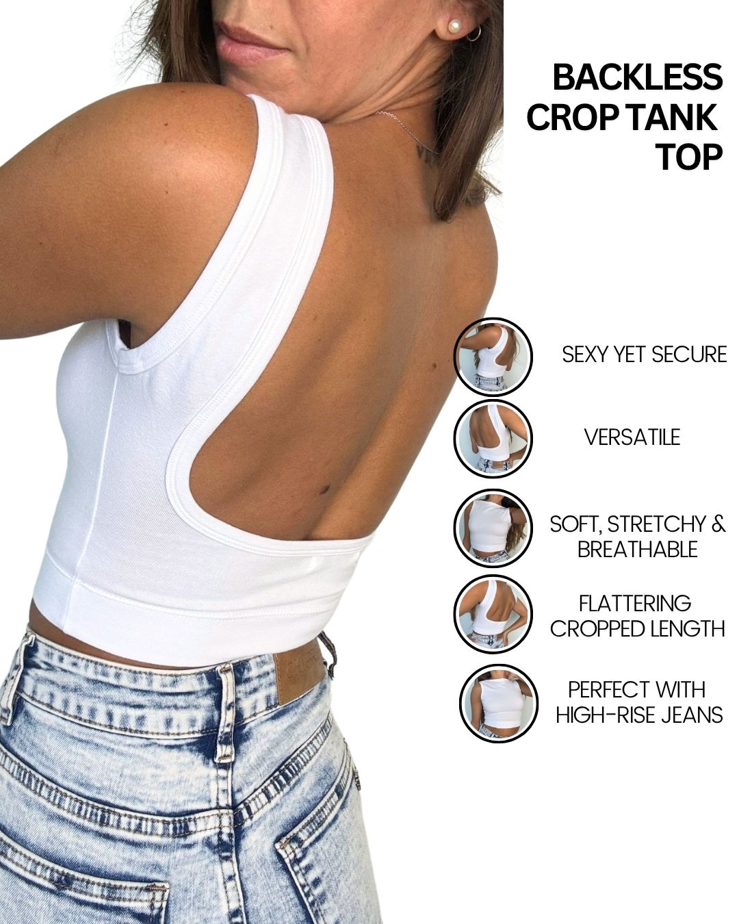 Iris White Backless  Crop Top