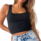 Selene Black Crop Tank Top