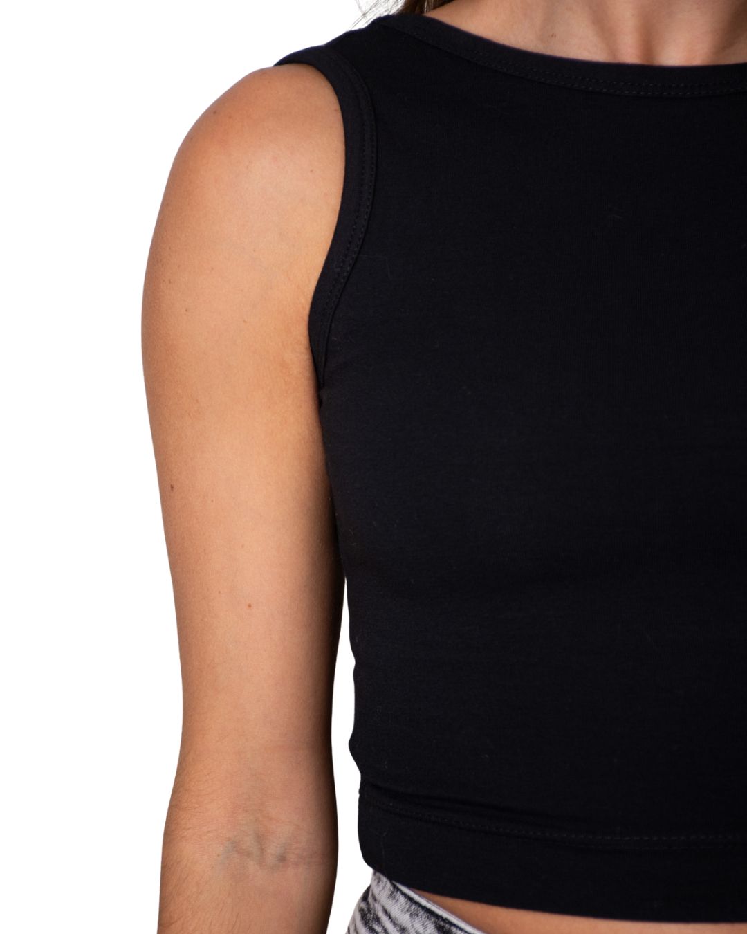 Iris Black Backless Crop Tank Top