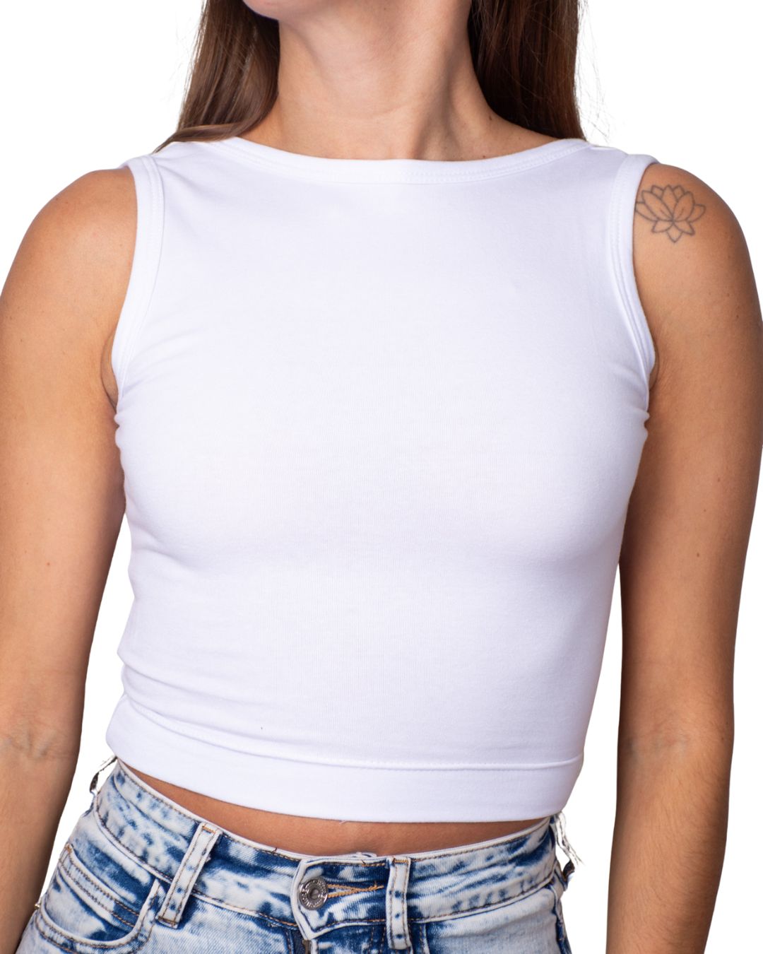 Iris White Backless  Crop Tank Top