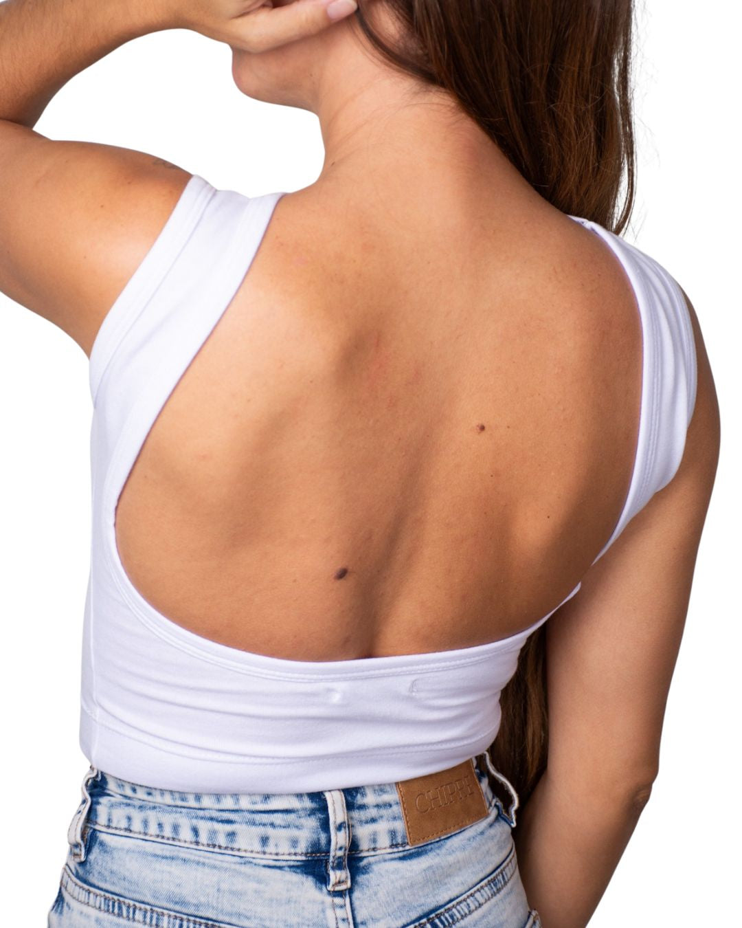 Iris White Backless  Crop Tank Top