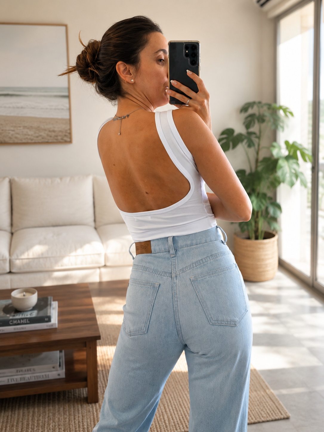 Iris White Backless  Crop Tank Top