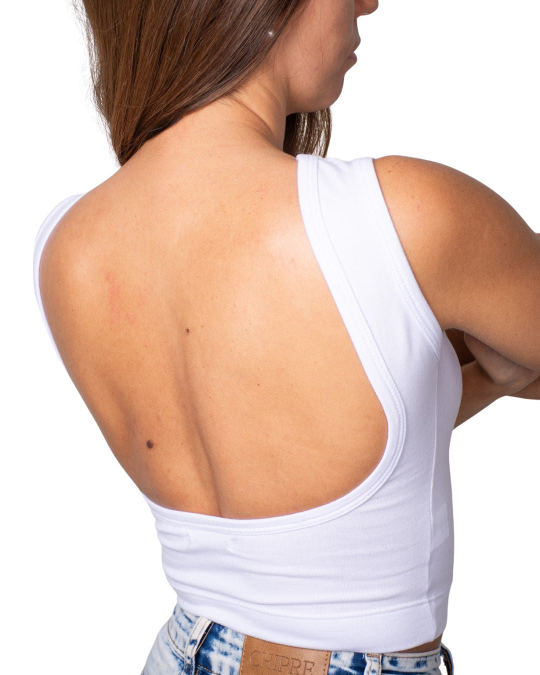 Iris White Backless  Crop Tank Top