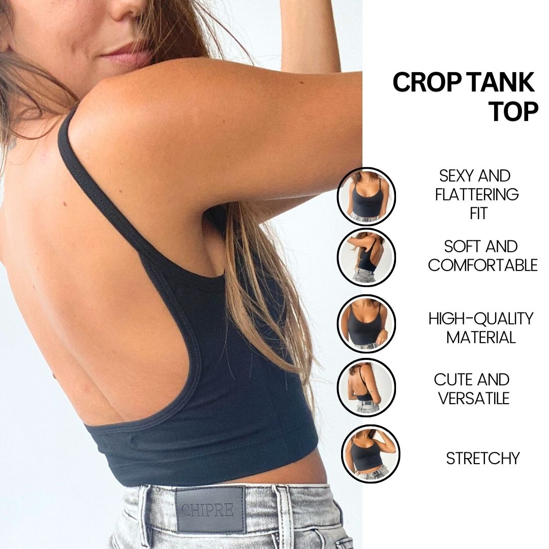 Hebe Black Backless Crop Tank Top - Chipre Basic Denim