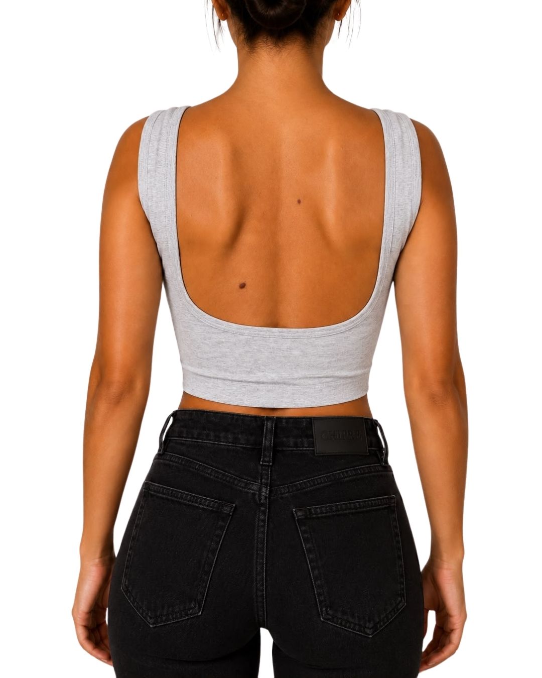 Iris Grey Backless Crop Tank Top