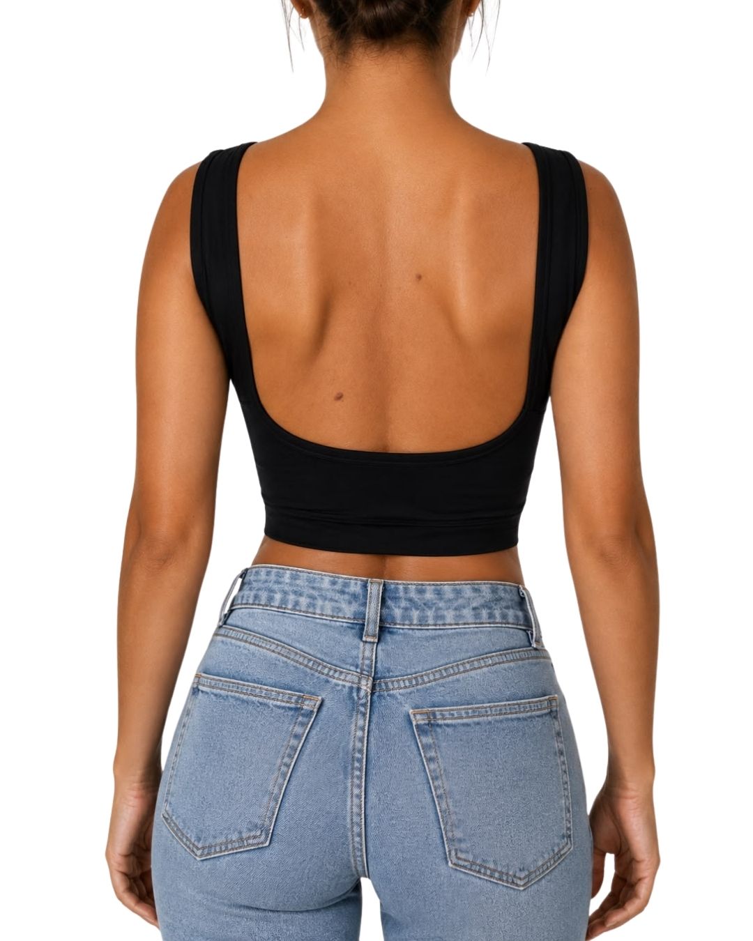 Iris Black Backless Crop Tank Top