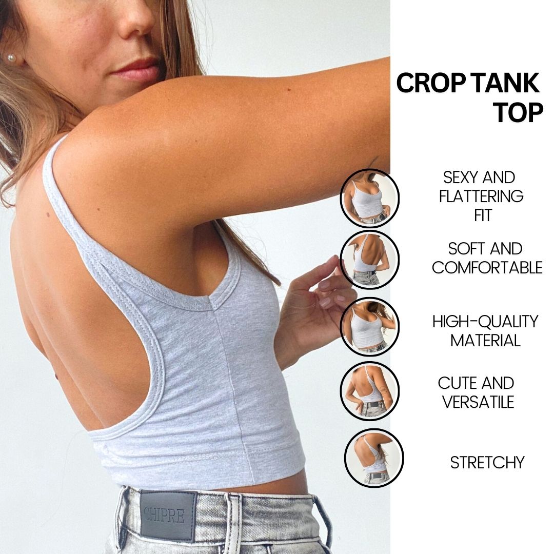 Hebe Grey Backless Crop Top