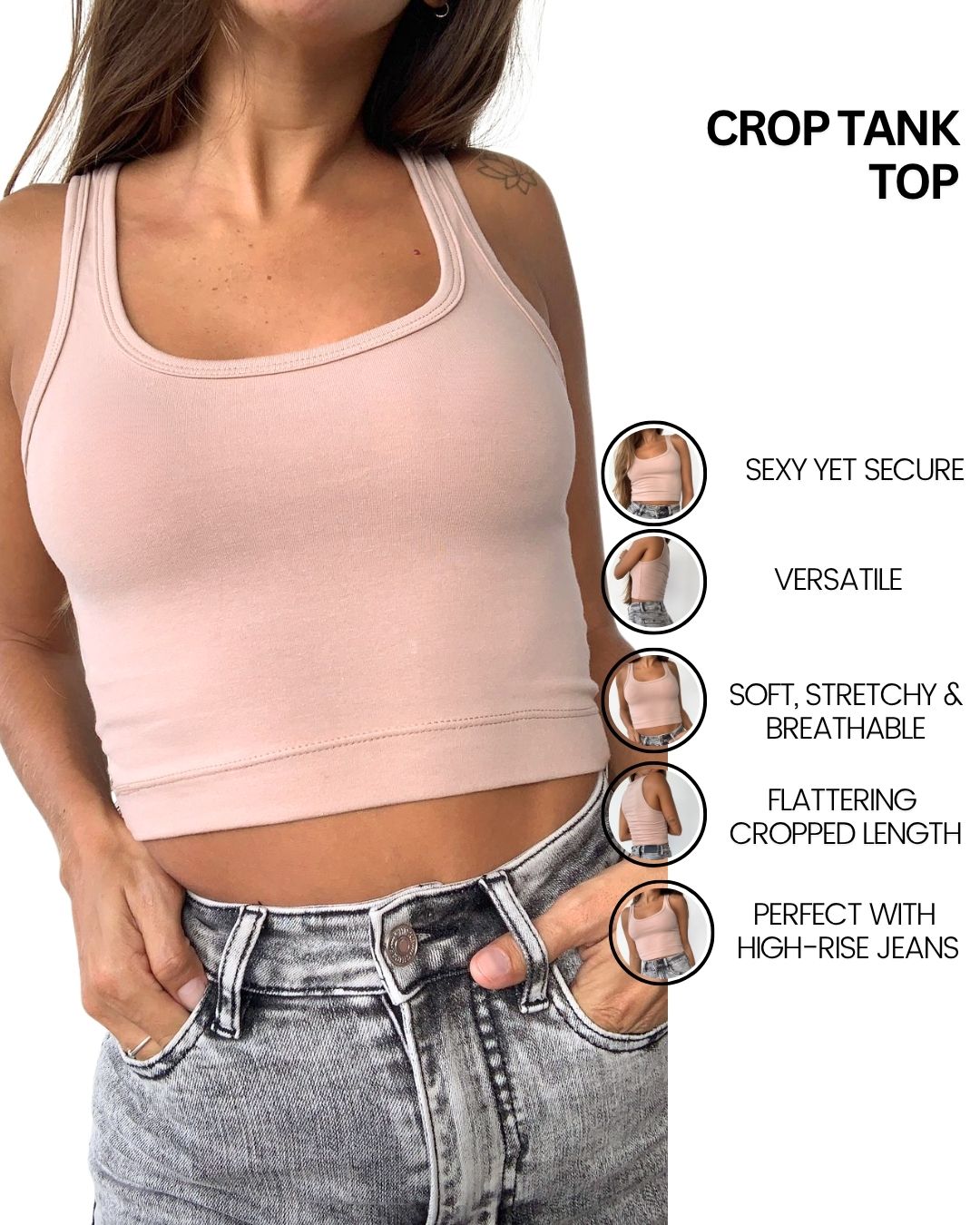 Selene Beige Crop Tank Top