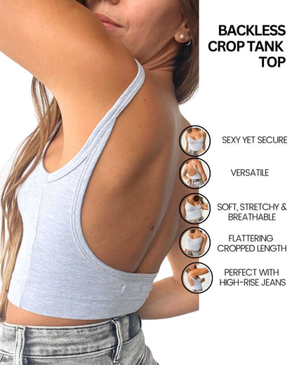 Hebe Grey Backless Crop Top
