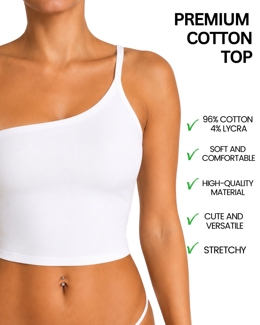 Lily White One-Shoulder Crop Tank Top