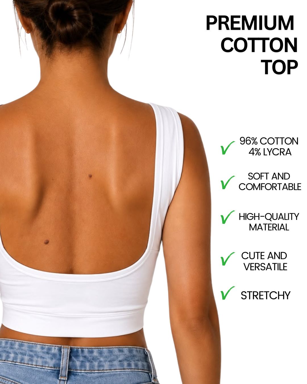 Iris White Backless  Crop Tank Top