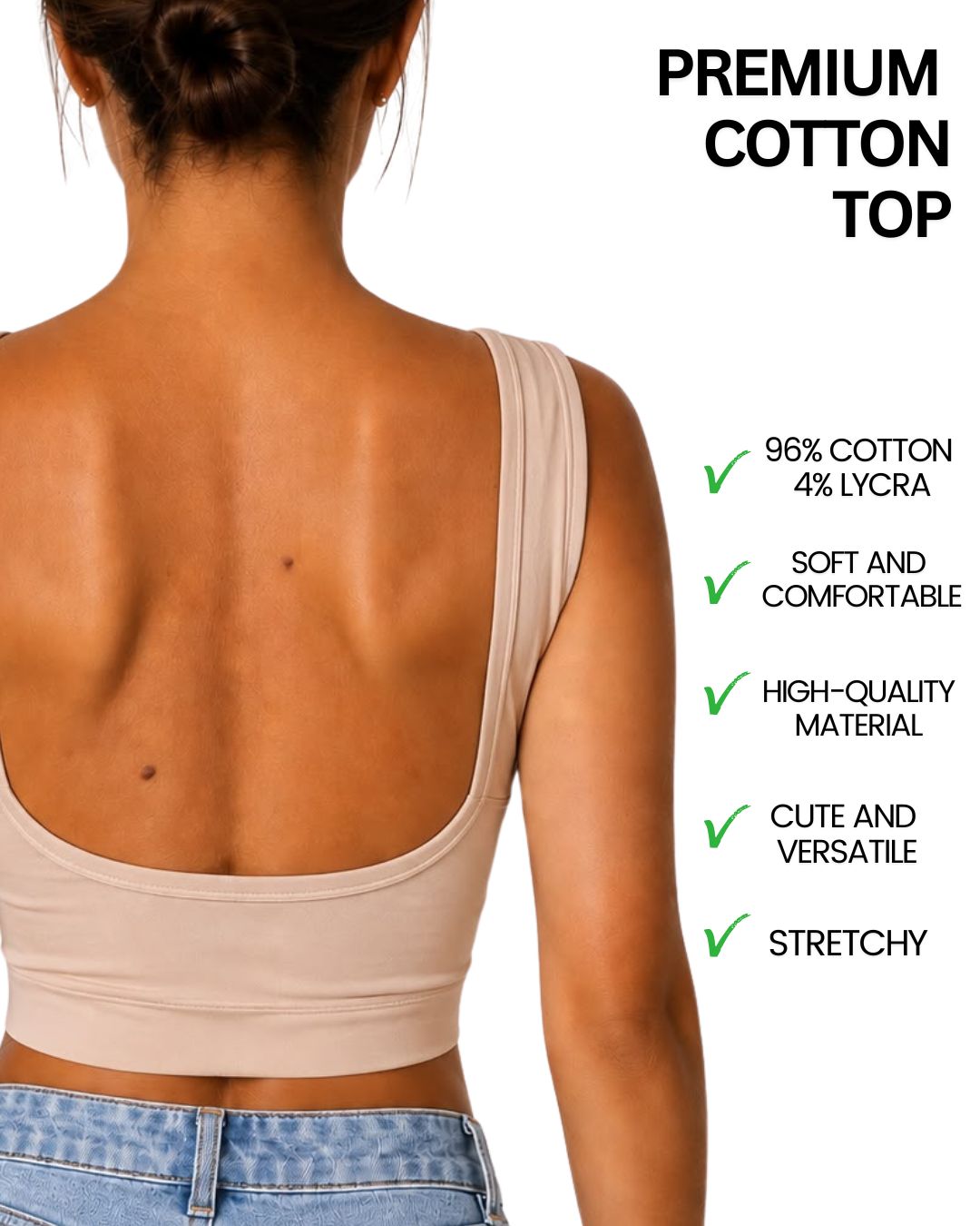 Iris Beige Backless Crop Tank Top