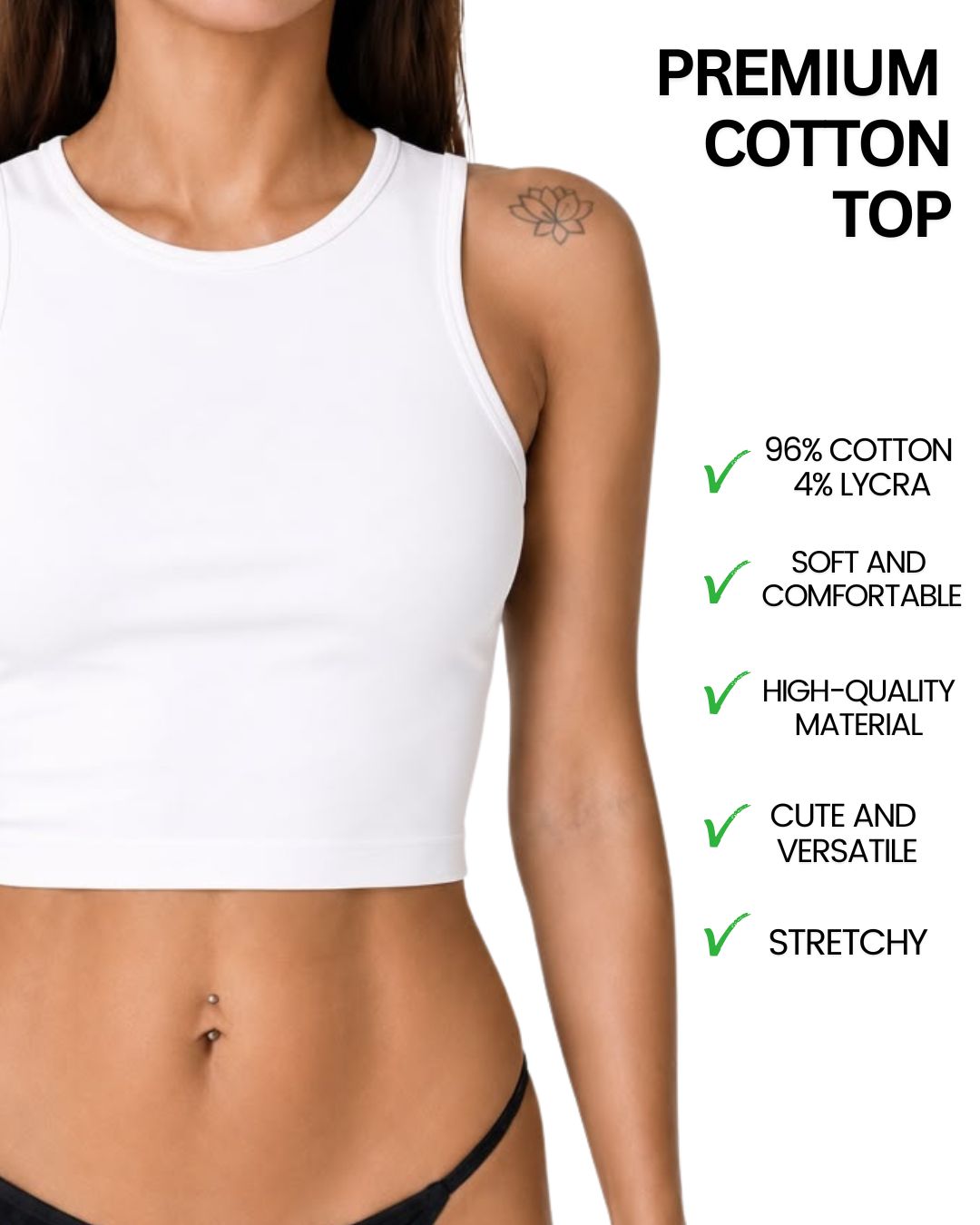 Gaia White High-Neck Crop Tank Top