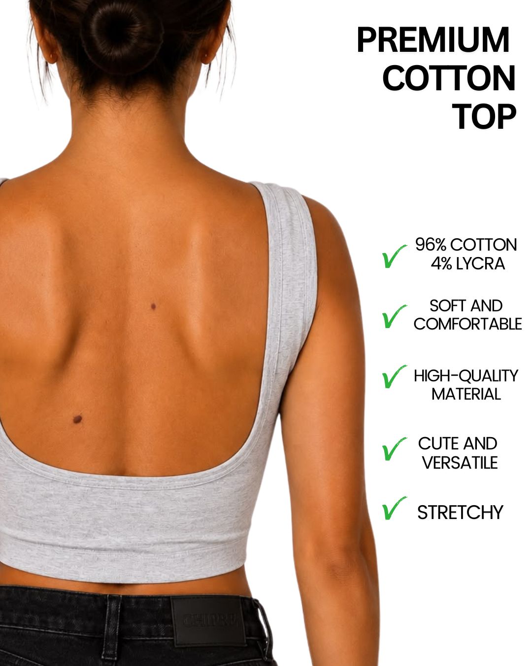 Iris Grey Backless Crop Tank Top