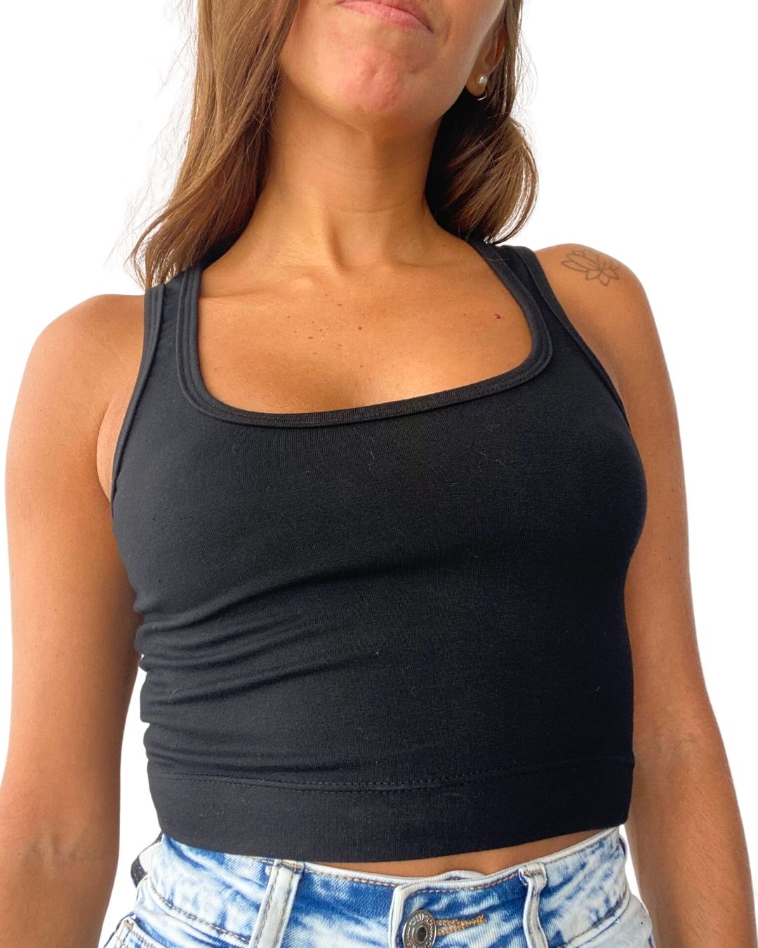 Selene Black Crop Tank Top - Chipre Basic Denim